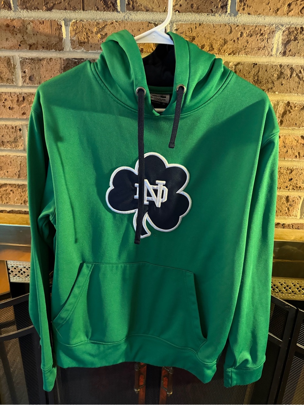 Stadium Athletics Green Hoodie with Navy Shamrock Logo